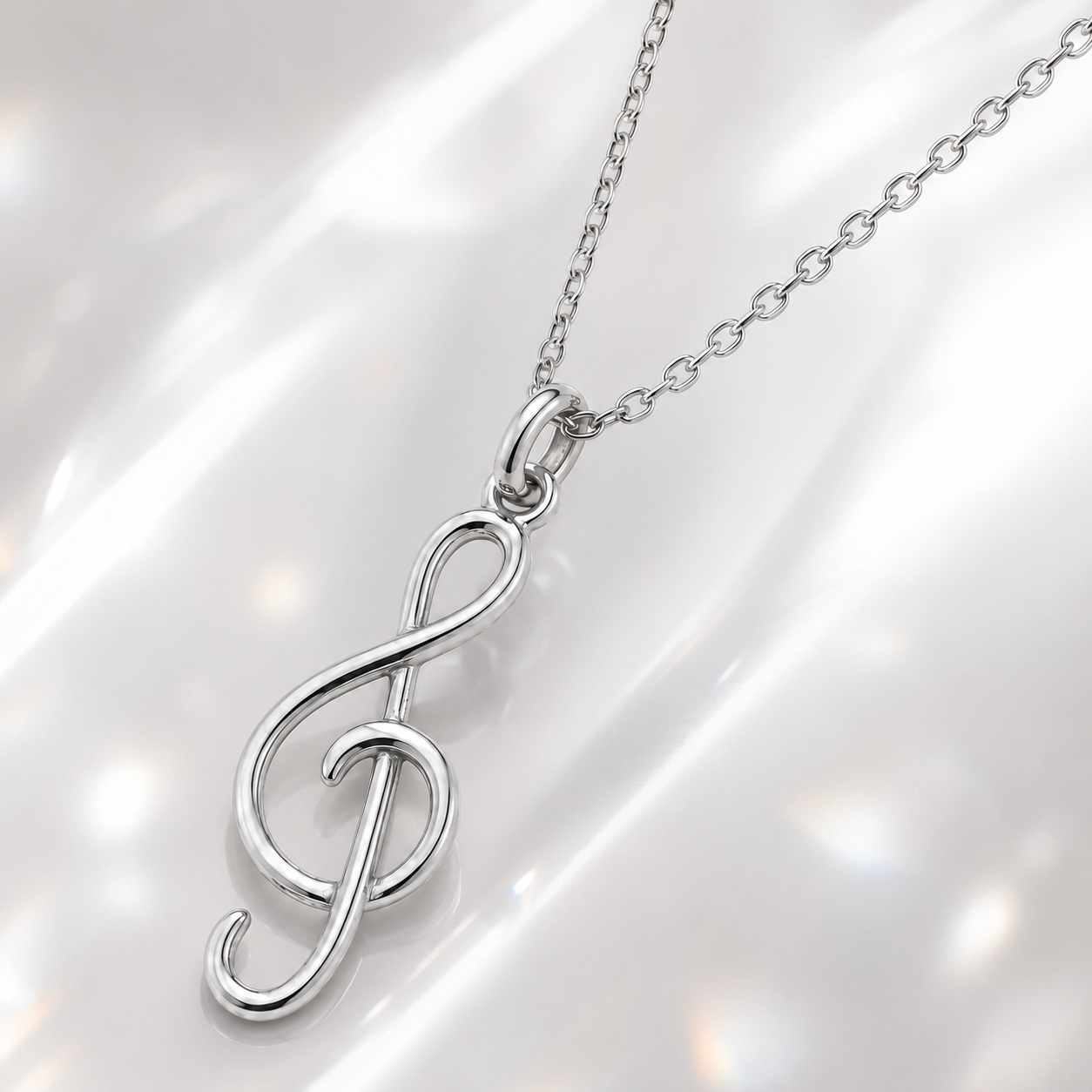 Collier Clé de Sol en Argent 925 Rhodié – Mixte