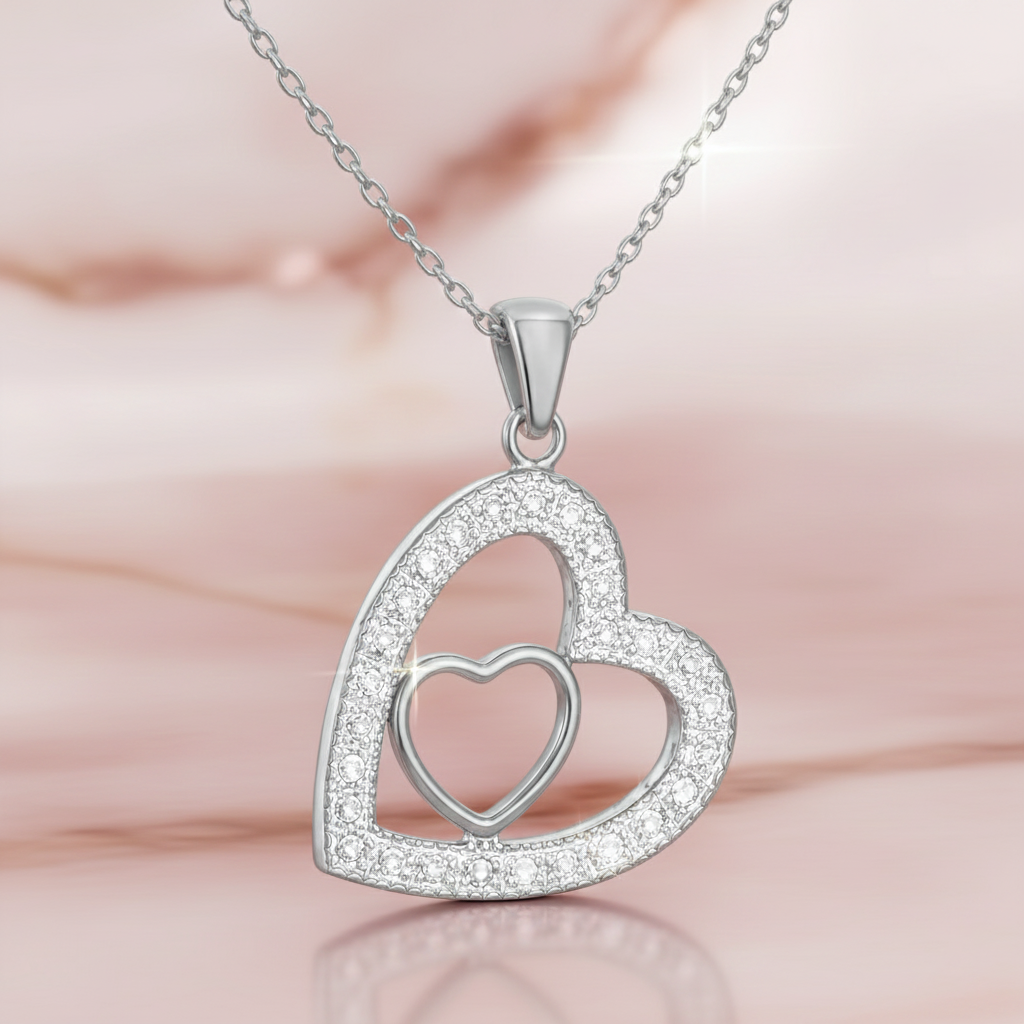Collier Cœur Entrelacé – Argent 925 & Zirconiums