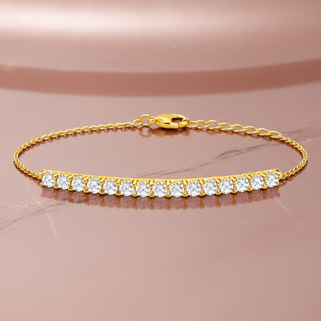 Bracelet Plaqué Or 18 Carats & Zirconiums