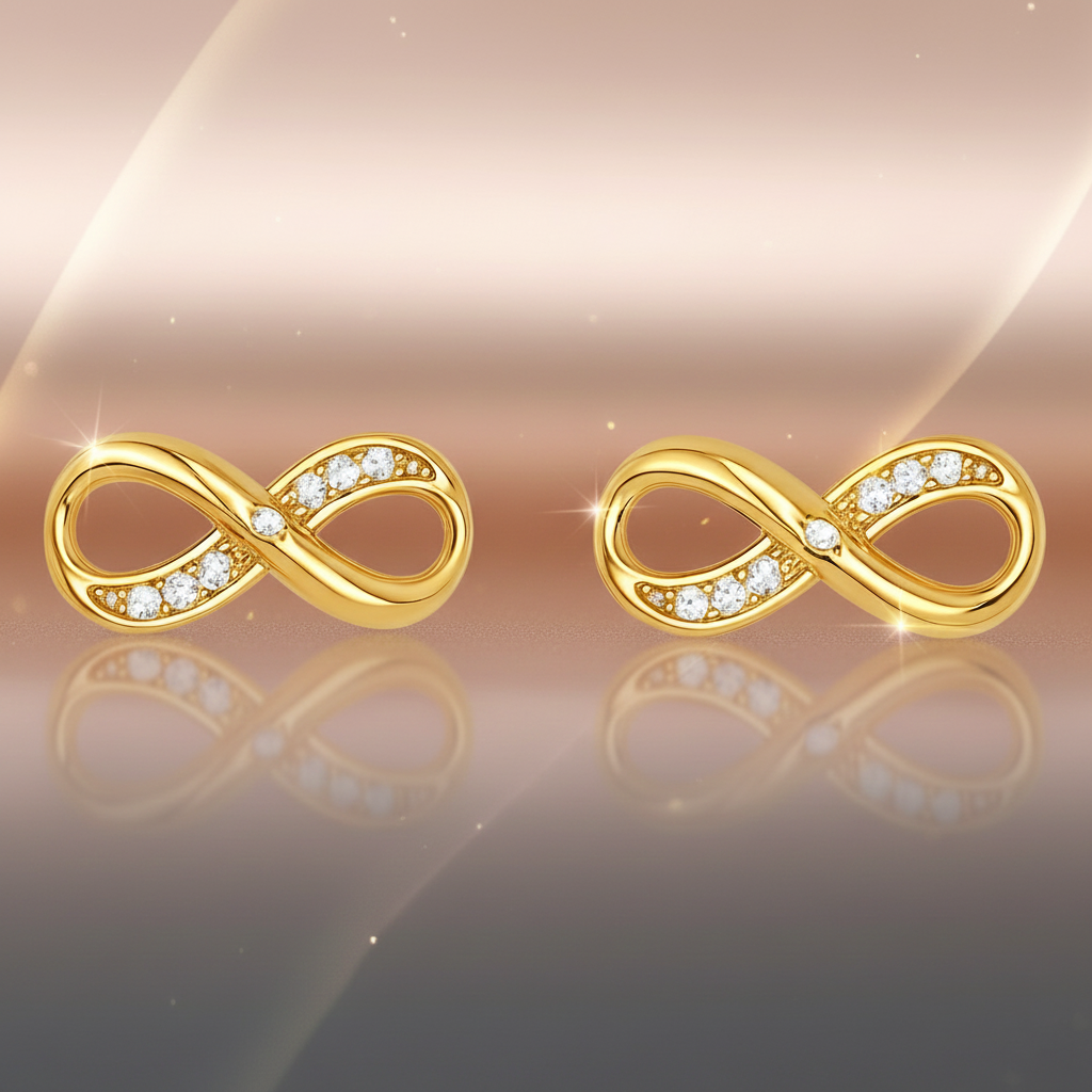 Boucles d’oreilles Infinity – Plaqué Or 18K & Zirconiums