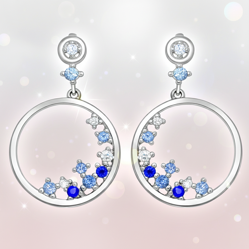 Boucles d’oreilles cercle en argent 925 rhodié & zirconium