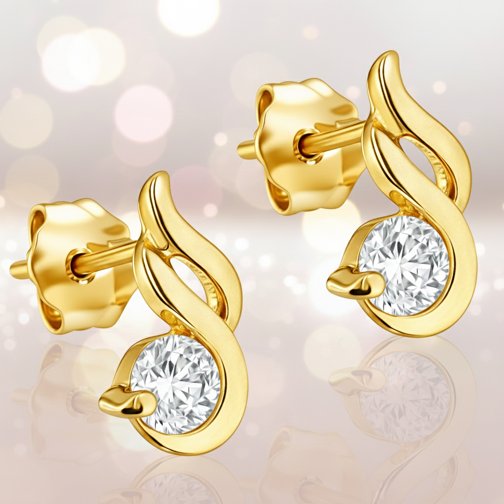 Boucles d’oreilles plaqué or 18 carats & zirconium
