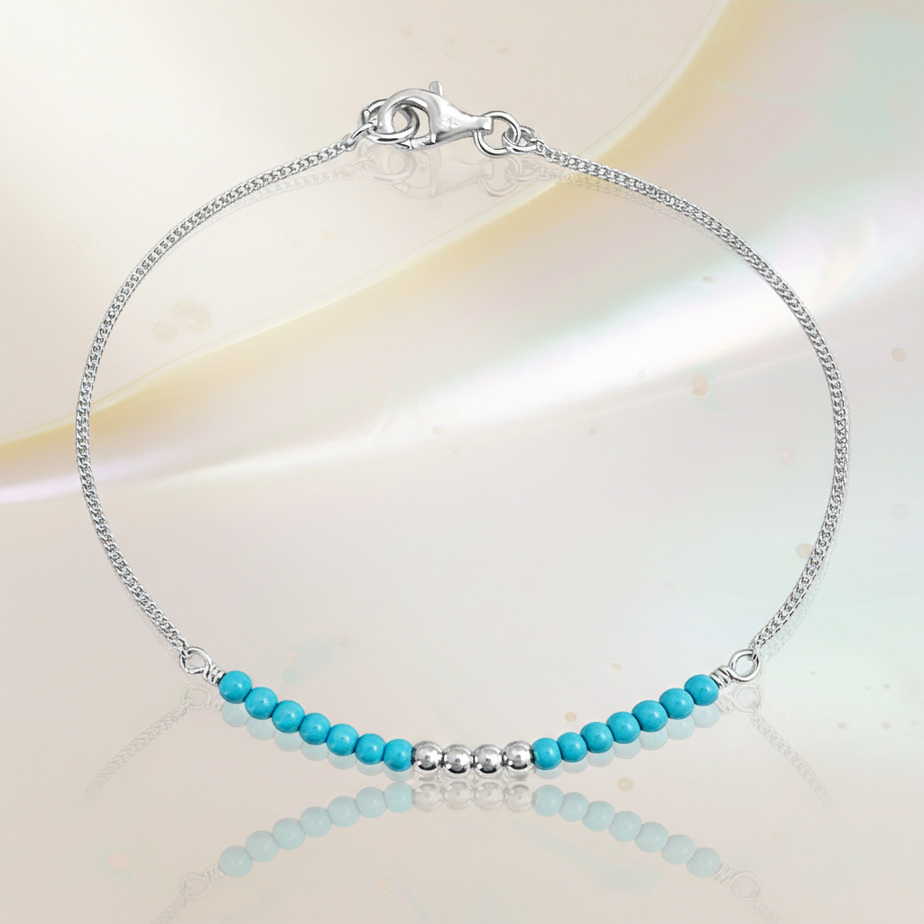 Bracelet Argent 925 & Perles Turquoises
