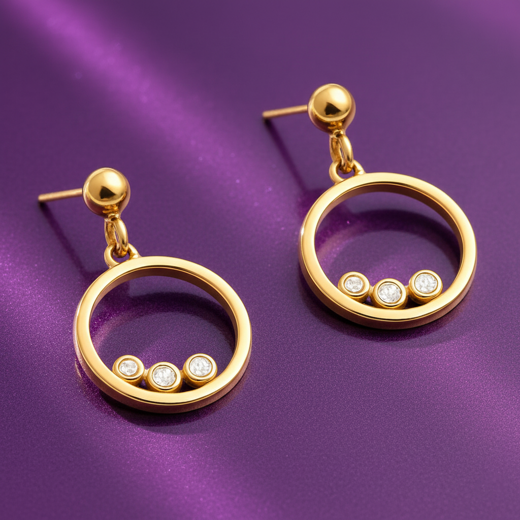 Boucles d’Oreilles Cercle Plaqué Or – Zirconium Étincelant