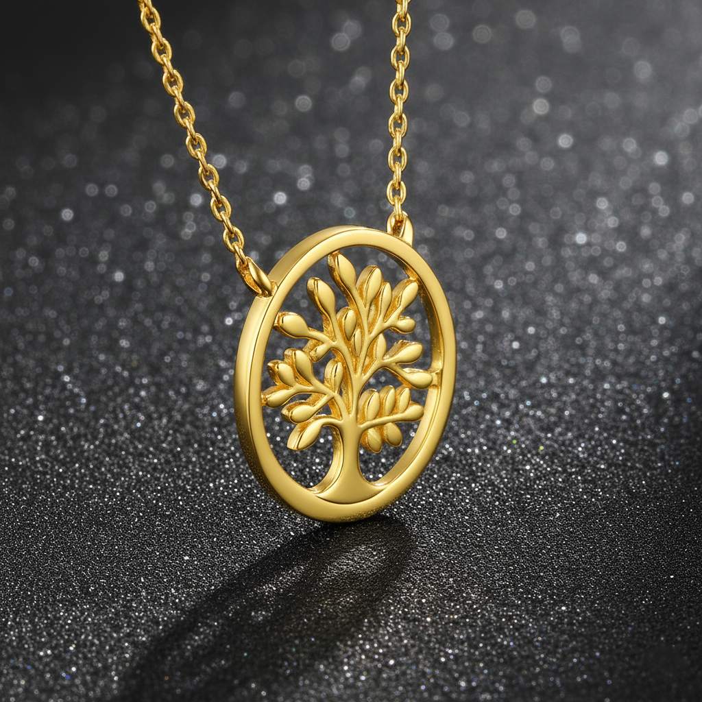 Collier Arbre de Vie – Plaqué Or & Zirconium | Chaîne 40 + 5 cm