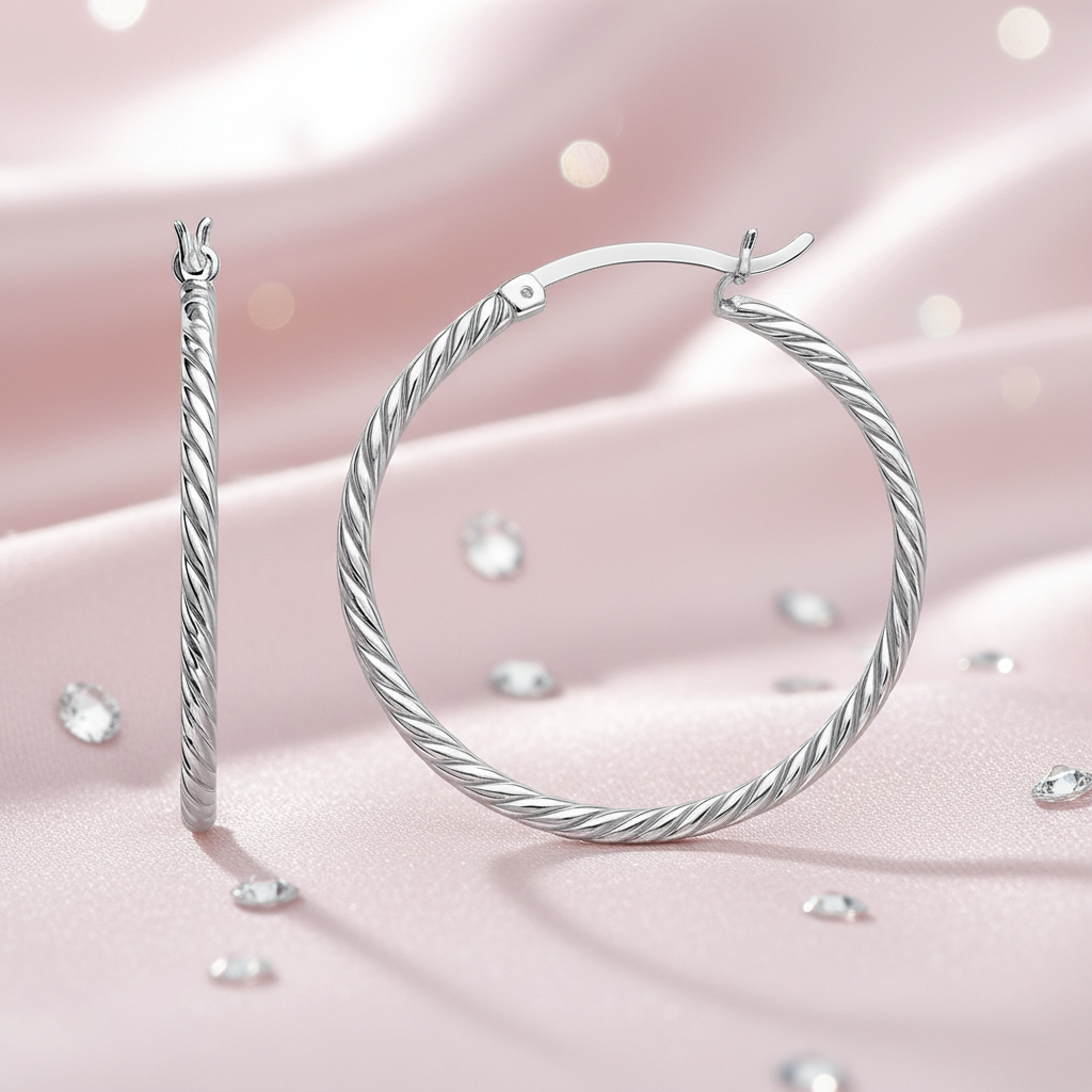 Boucles d’Oreilles Créoles Torsadés en Argent 925 – Créoles Élégantes & Intemporelles
