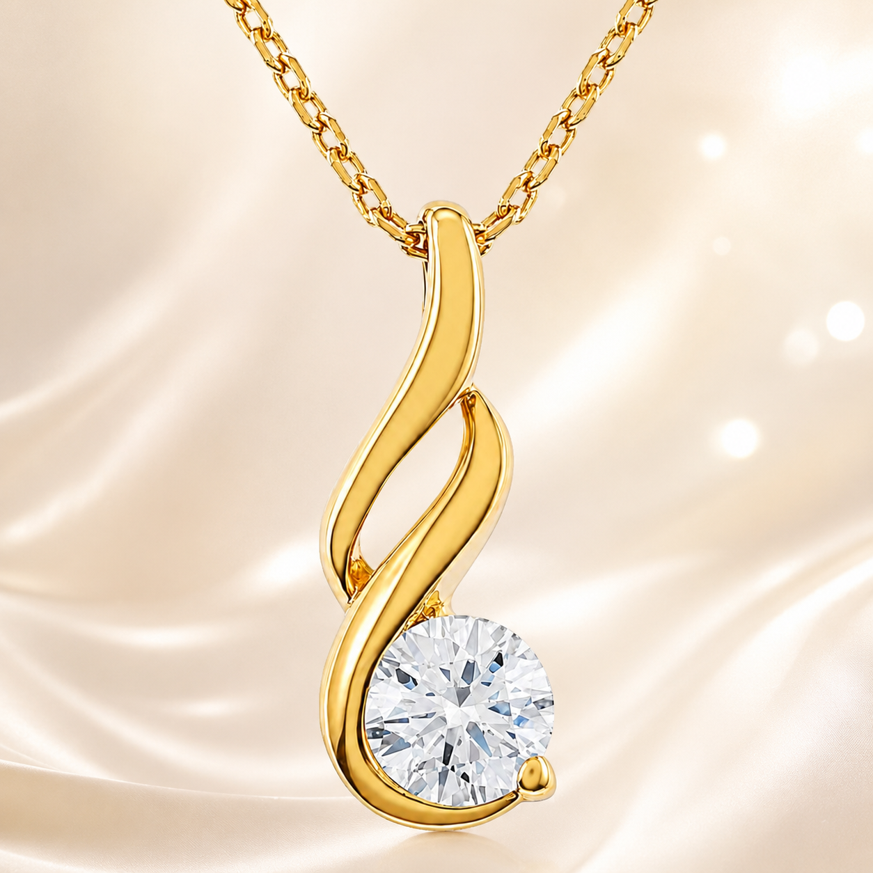 Collier Élégance – Plaqué Or Jaune 18 Carats & Zirconium