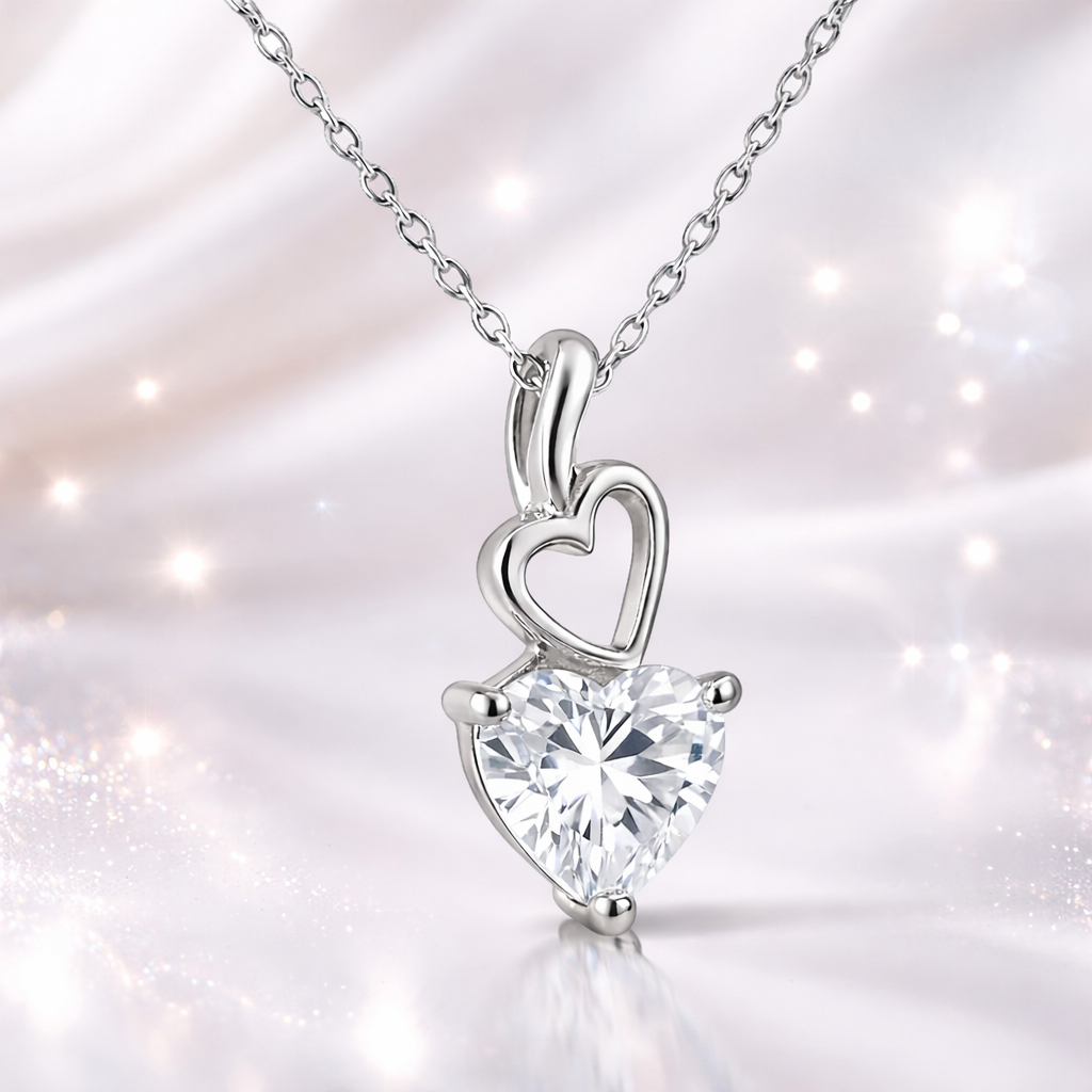 Collier Cœur Brillant – Argent 925 & Zirconium