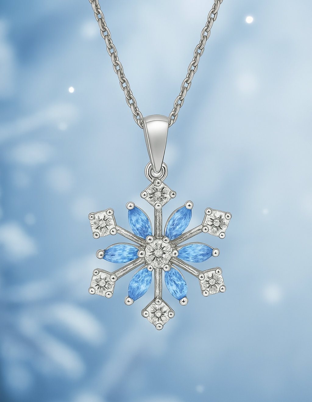 Collier Flocon Argent 925 Rhodié & Zirconium