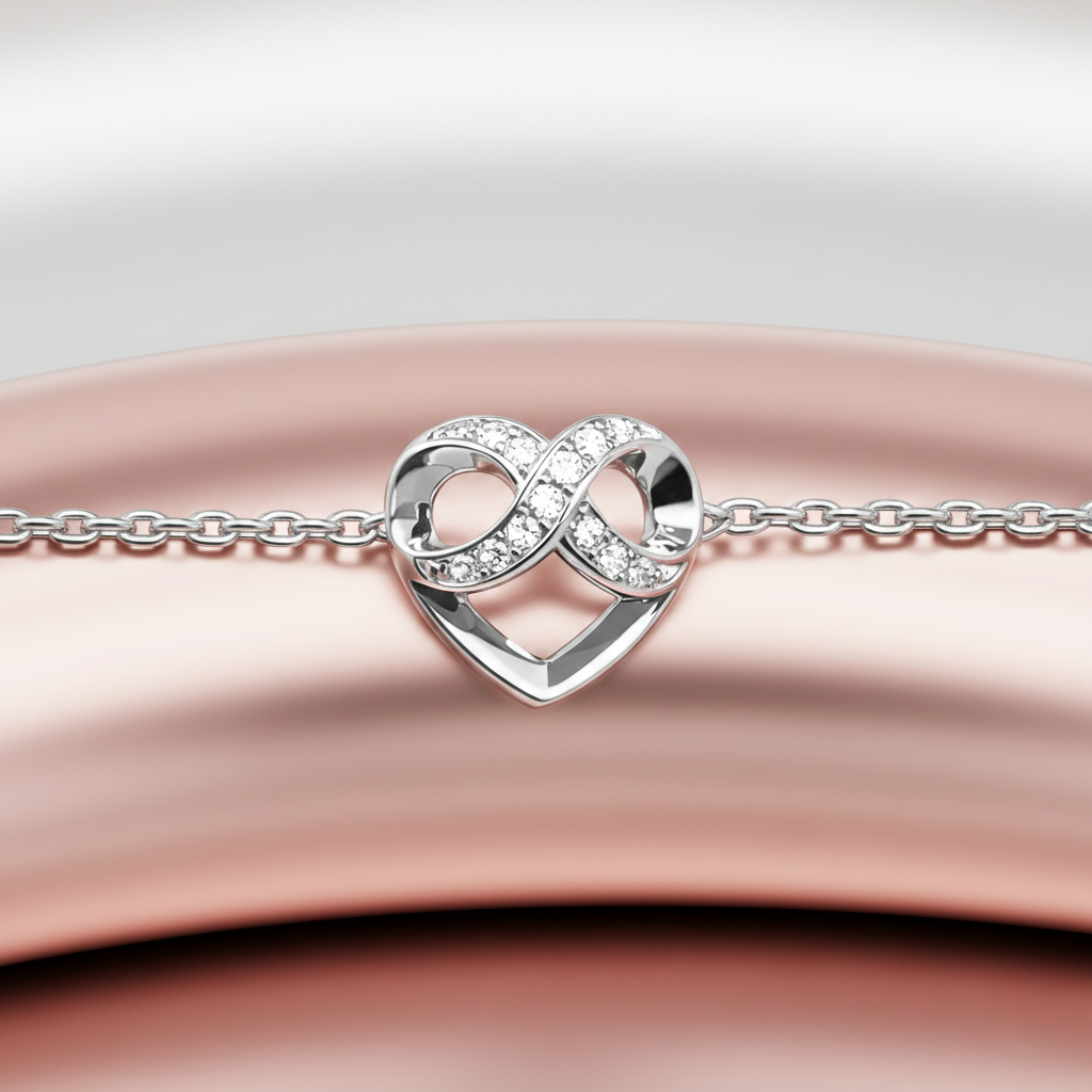 Bracelet Cœur Infini en Argent 925 & Zirconium