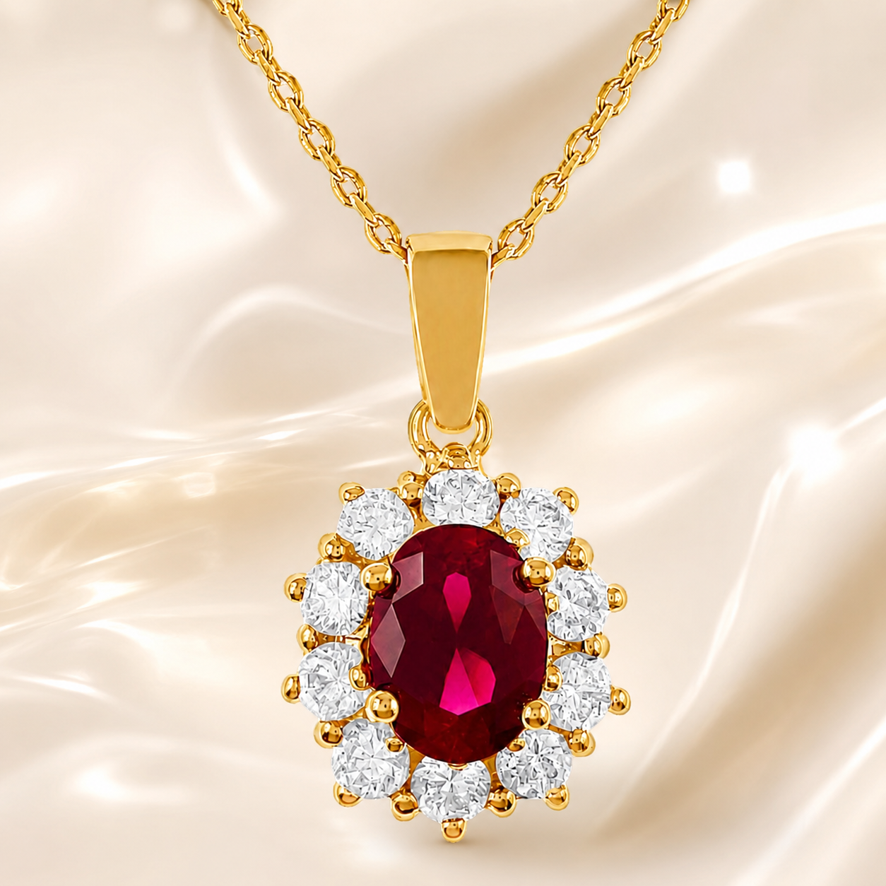 Collier Ruby Élégance – Plaqué Or Jaune 18 Carats