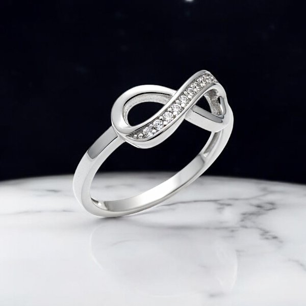 Bague Infini en Argent 925 Rhodié & Zirconium – Élégance Intemporelle