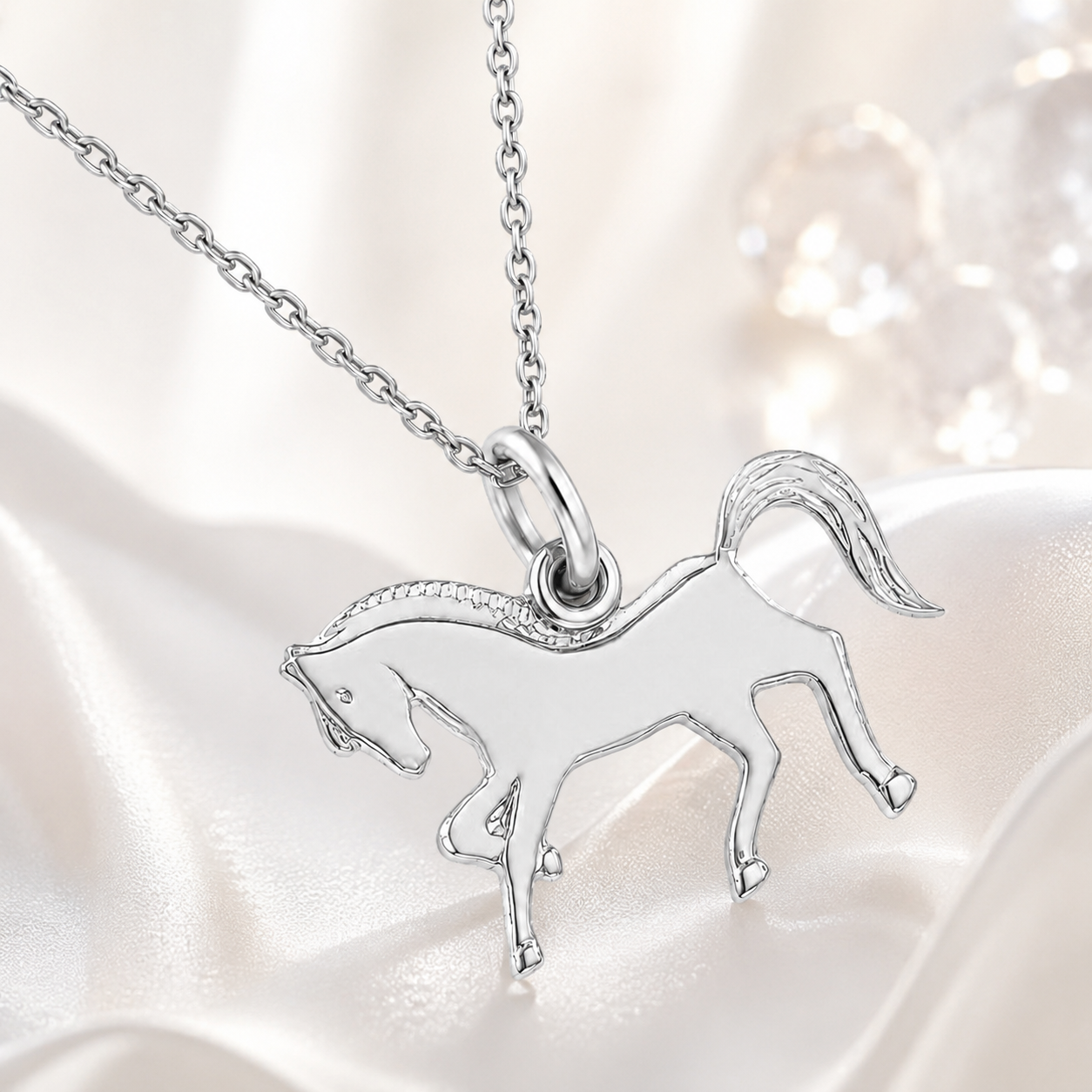 Collier Cheval en Argent 925 Rhodié – Orinae