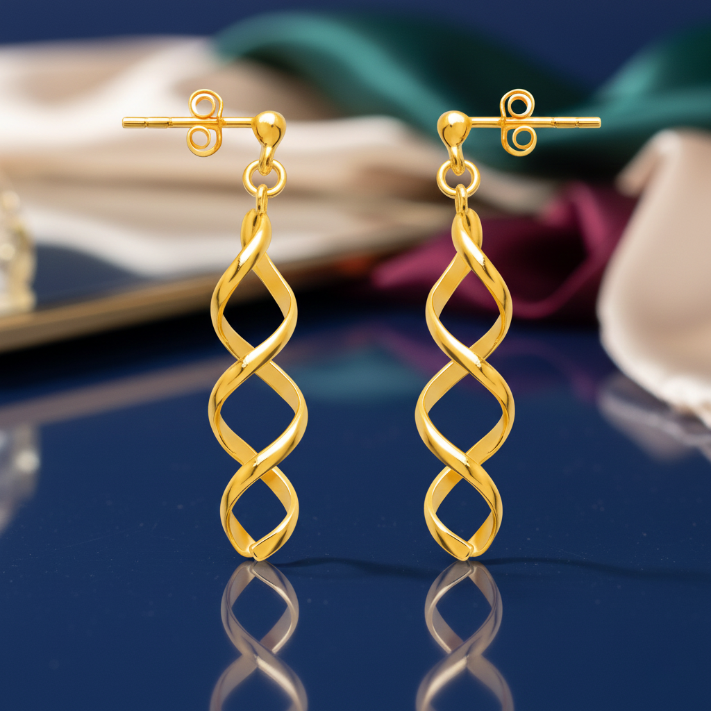Boucles d’oreilles torsadées – Plaqué Or  | pendantes élégantes