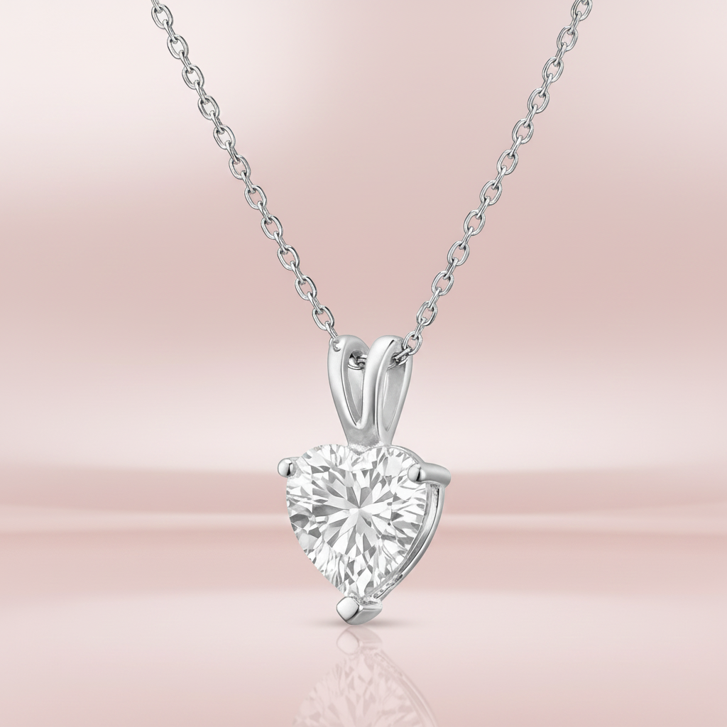 Collier Cœur en Argent 925 Rhodié & Zirconium