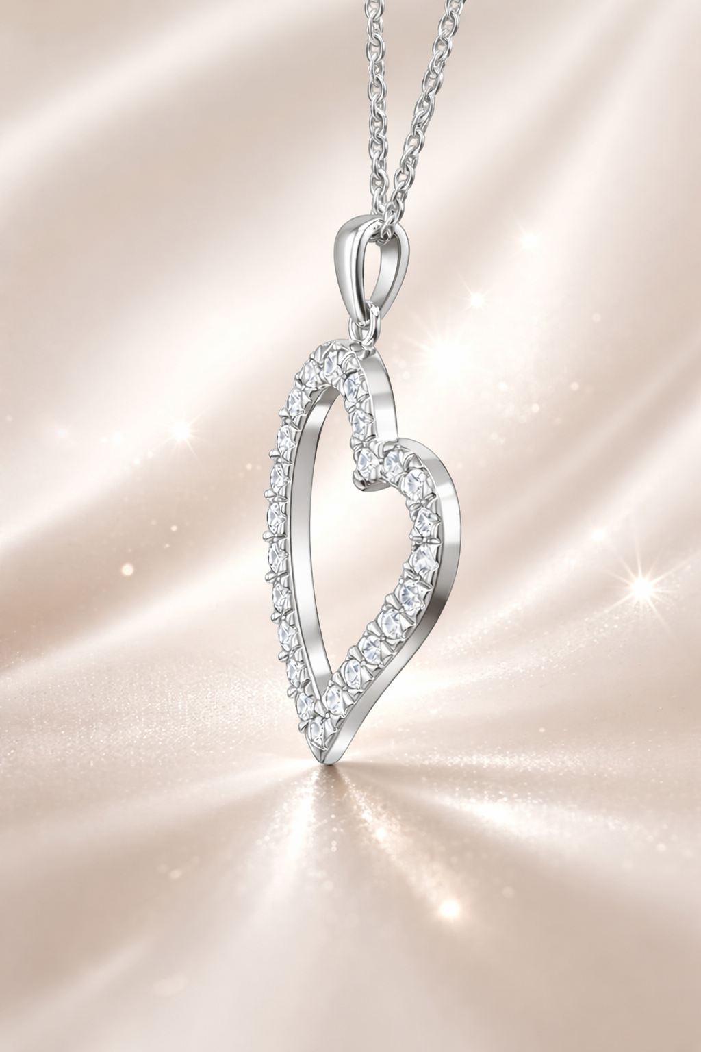 Collier Cœur Éclat – Argent 925 Rhodié & Zirconium