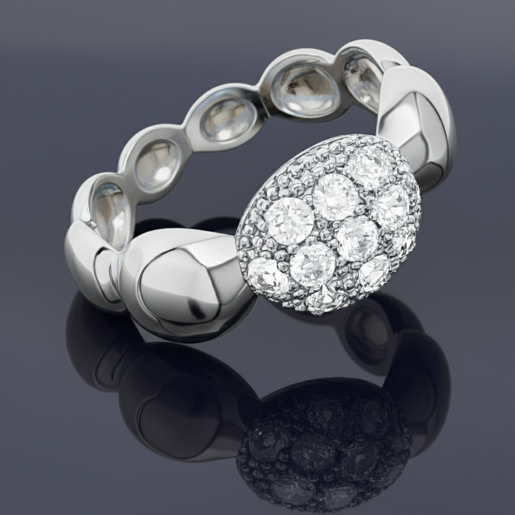 Bague Pavée en Zirconium – Argent 925 Rhodié