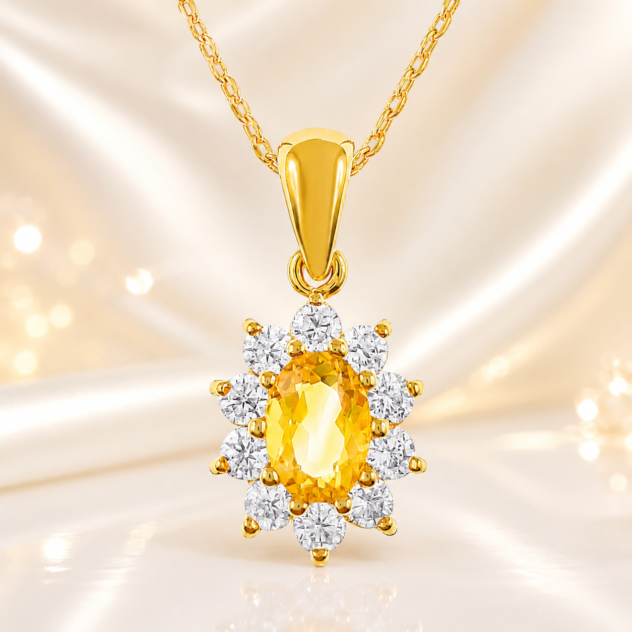 Collier Élégance Solaire – Plaqué Or Jaune 18 Carats & Zirconiums