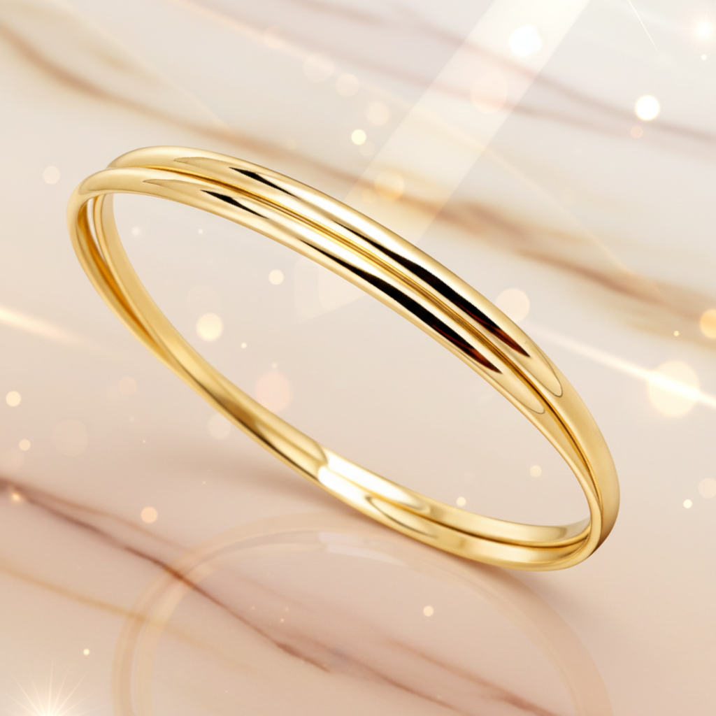 Bracelet 2 Anneaux Entrelacés – Plaqué Or 18 Carats