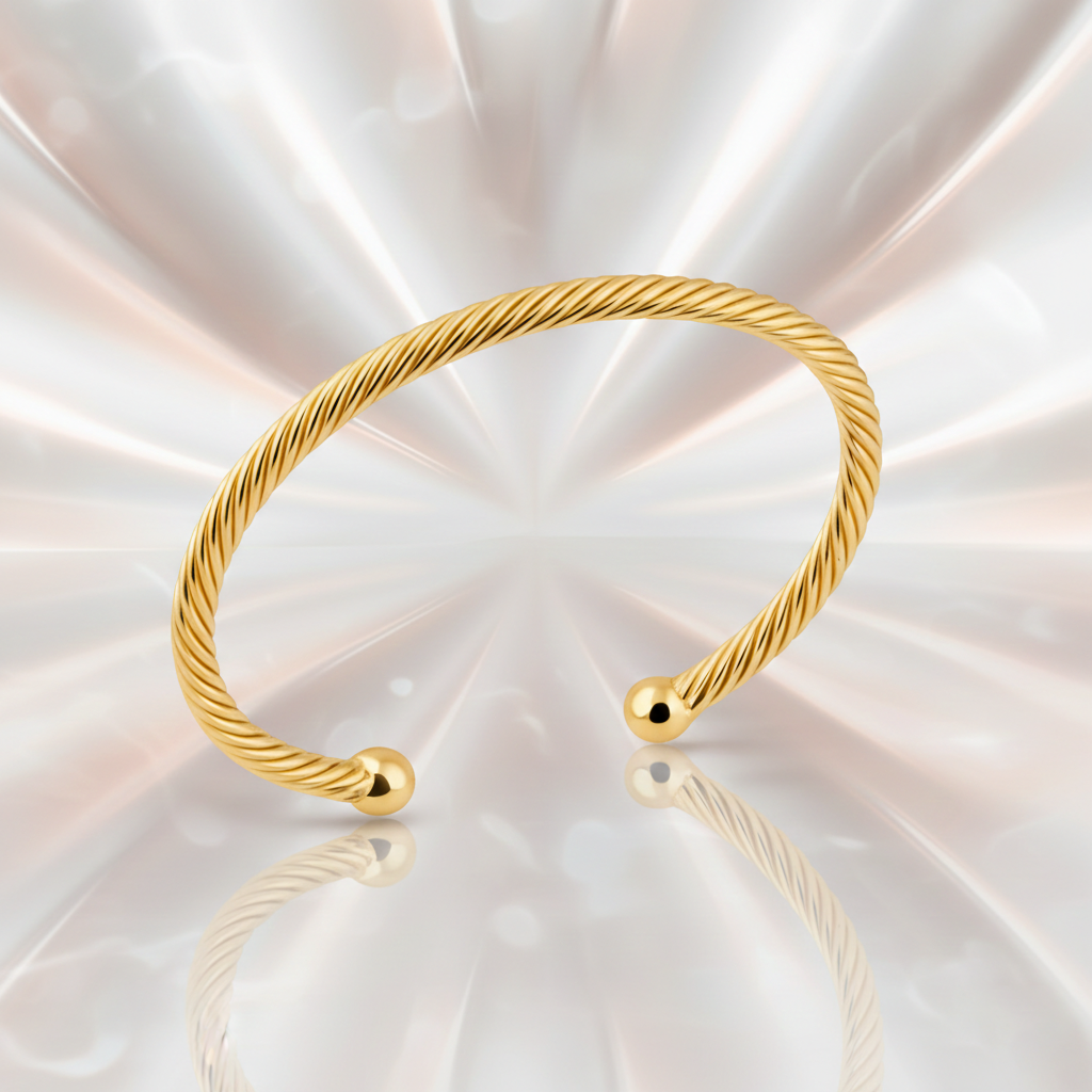 Bracelet Jonc Torsadé – Plaqué Or 18 Carats