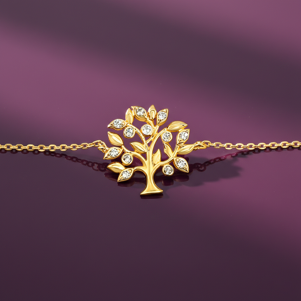 Bracelet Arbre de Vie – Plaqué Or 18 Carats & Zirconiums