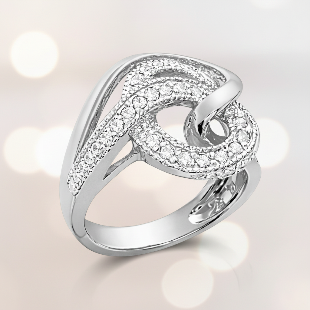 Bague Design en Argent 925 Rhodié & Zirconium