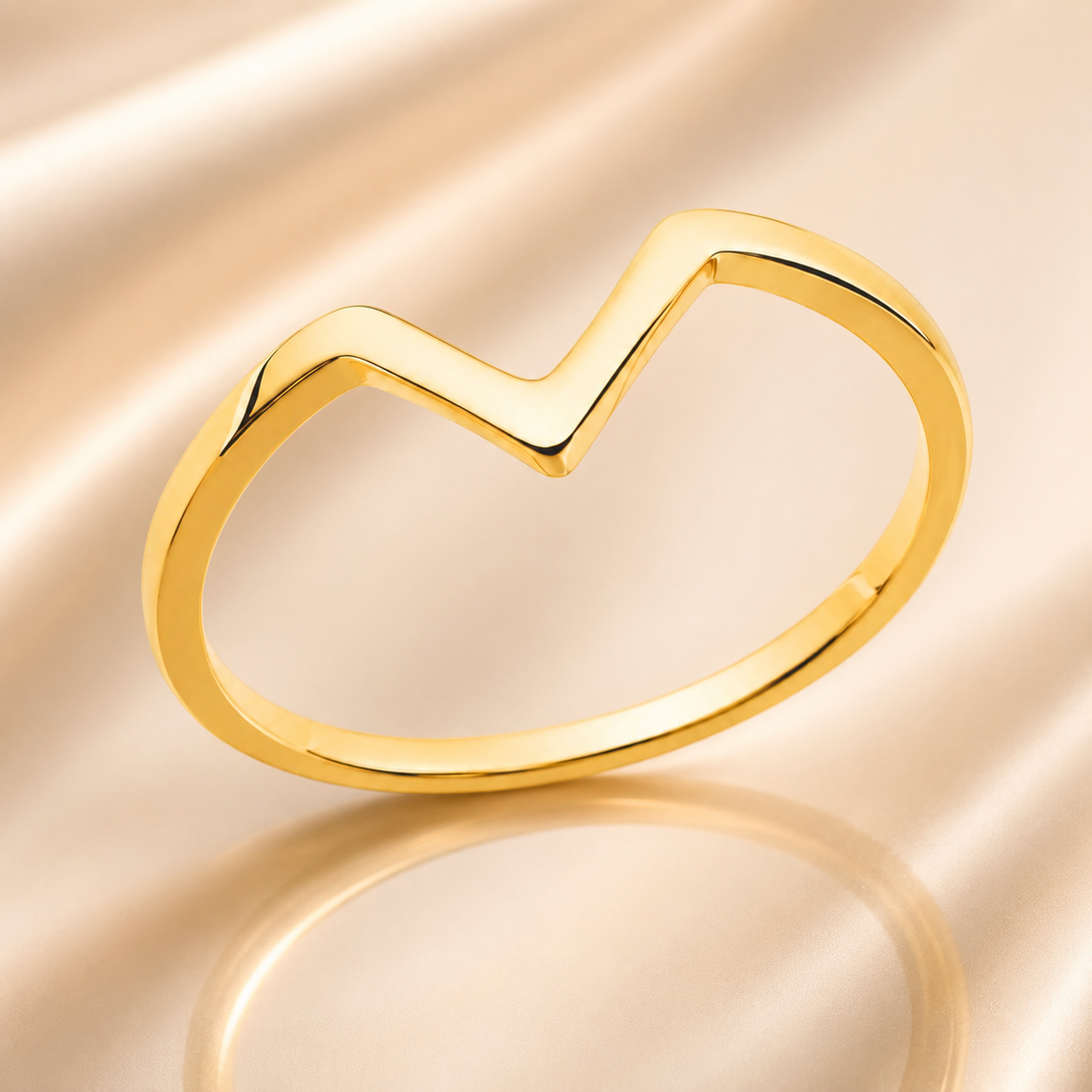 Bague V Minimaliste – Plaqué Or 18 Carats