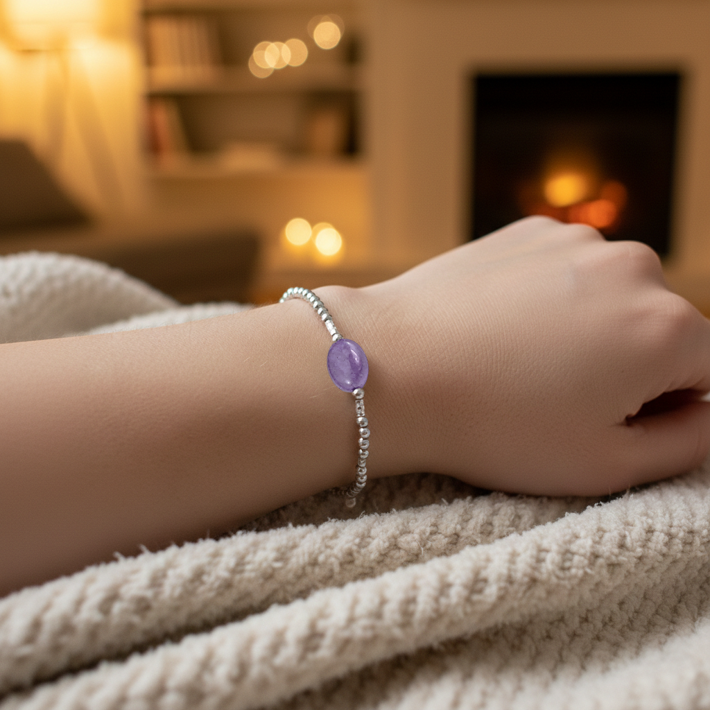 Bracelet en Argent 925 Rhodié & Améthyste