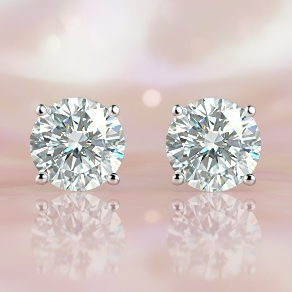 Boucles d’oreilles puces 5 mm en Argent 925 rhodié & Zirconium – Éclat diamant