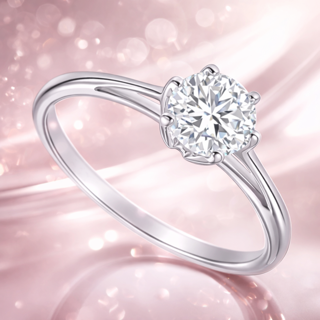 Bague Solitaire Zirconium 6 mm – Argent 925 Rhodié
