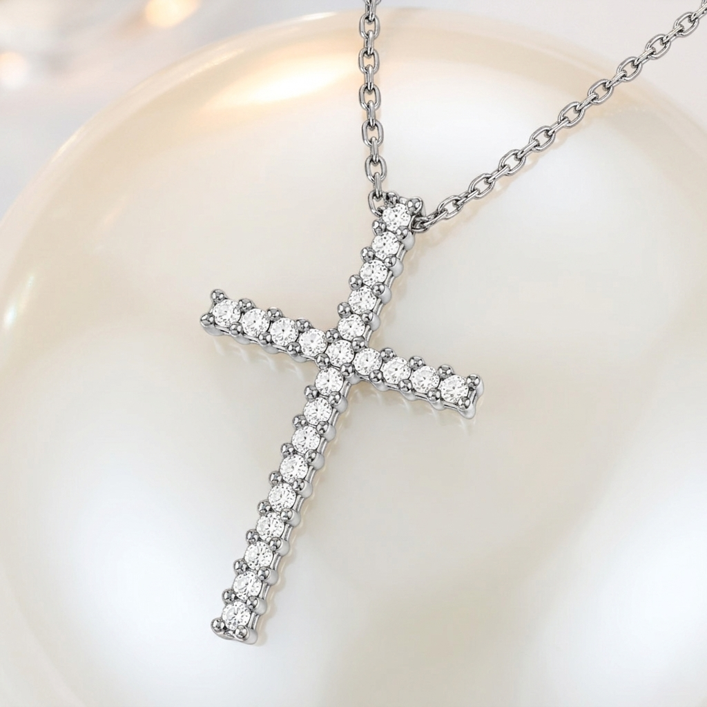 Collier Croix Orinae – Argent 925 Rhodié & Zirconiums