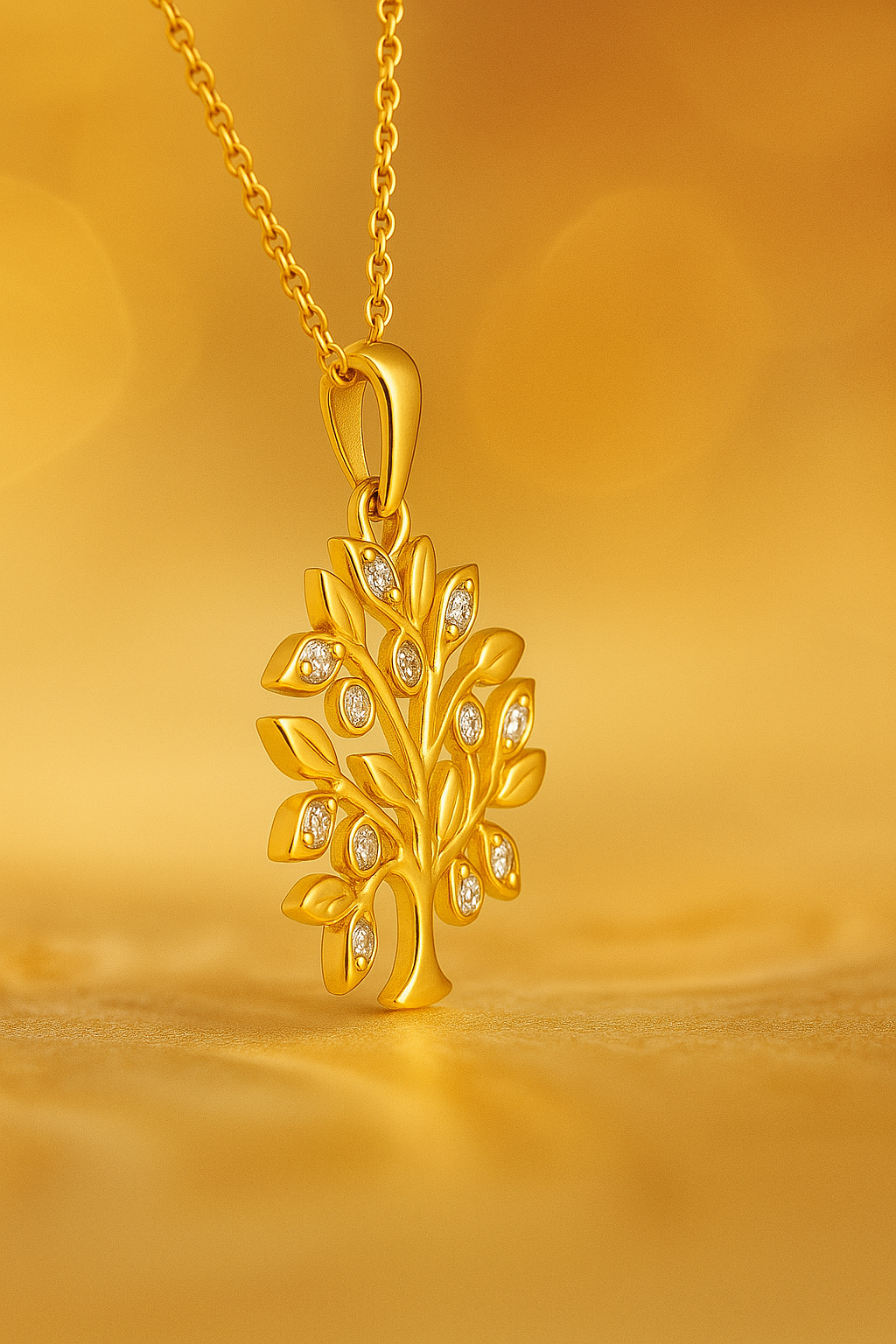 Collier Arbre de Vie – Plaqué Or 750‰ – Chaîne 40 cm + 5 cm • Bijou Symbolique & Élégant