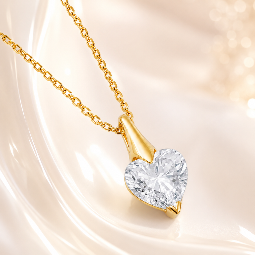 Collier Cœur Éclat – Plaqué Or Jaune 18 Carats & Zirconium