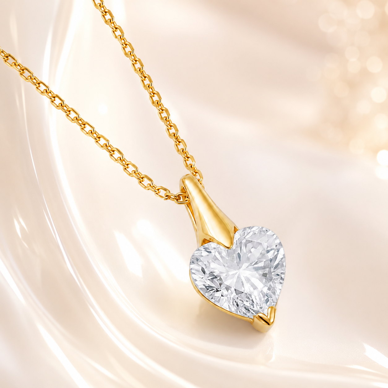 Collier Cœur Éclat – Plaqué Or Jaune 18 Carats & Zirconium