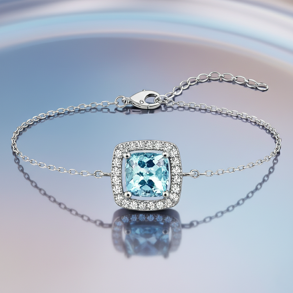 Bracelet Topaze Bleue & Zirconiums – Argent 925 Rhodié