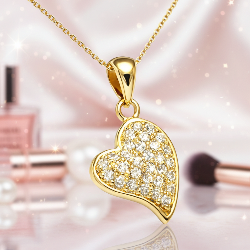 Collier Cœur Scintillant – Plaqué Or 18 Carats