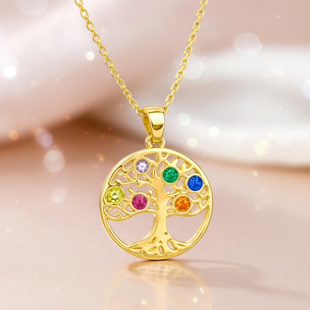 Collier Arbre de Vie – Plaqué Or 18 Carats & Zirconium