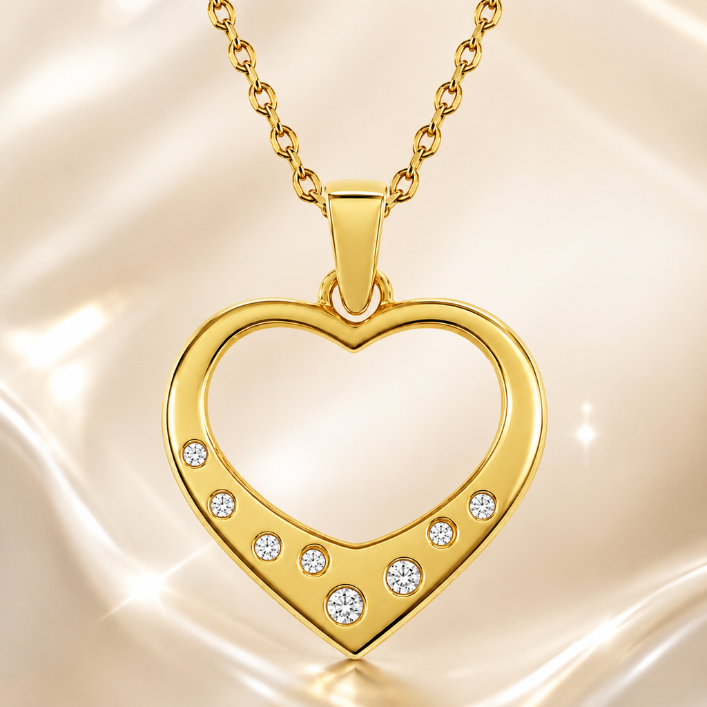 Collier Cœur Zirconia Plaqué Or Jaune 18 Carats