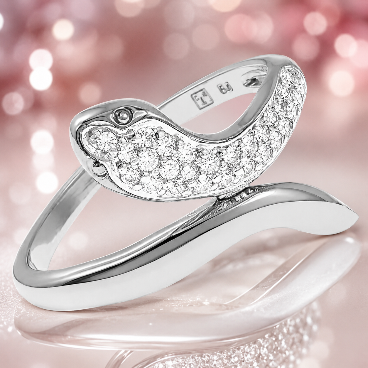 Bague Serpent Argent 925 Rhodiée & Zirconiums
