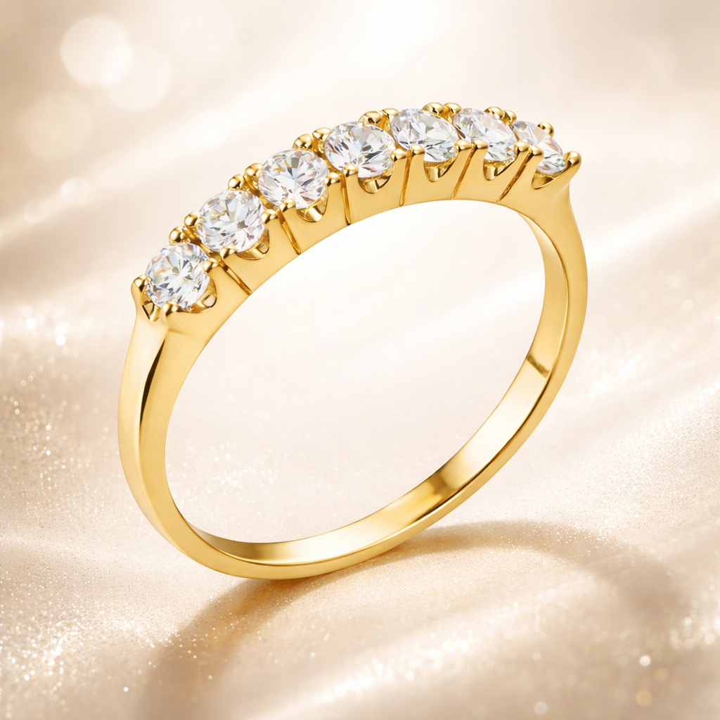 Bague Zirconia Élégance – Plaqué Or 18 Carats & Zirconiums 3 mm