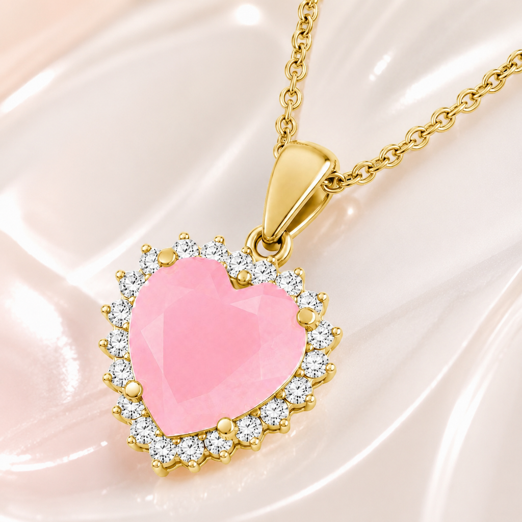 Collier Cœur Rose – Plaqué Or Jaune 18 Carats