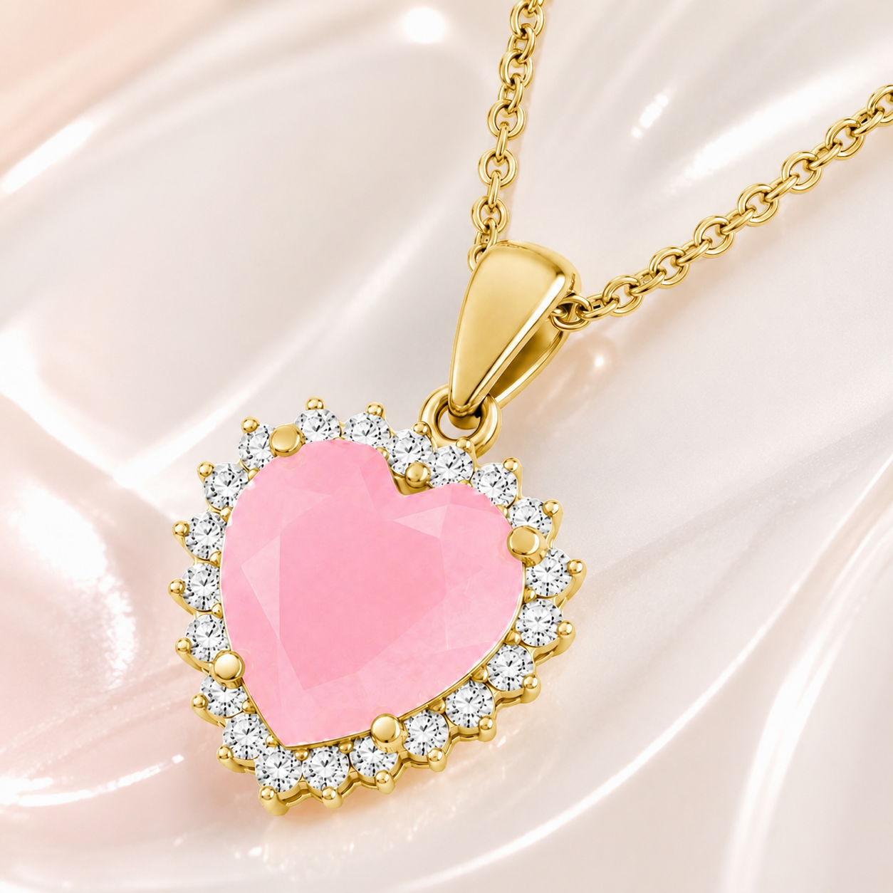 Collier Cœur Rose – Plaqué Or Jaune 18 Carats