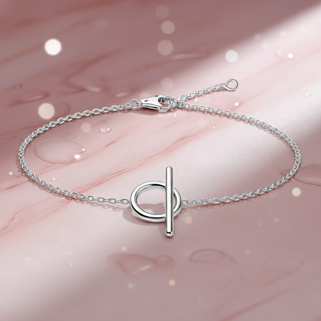 Bracelet anneau & barre – Argent 925 rhodié