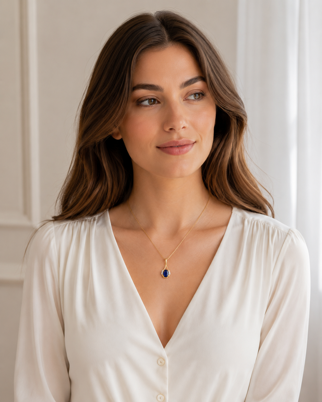Collier Saphira Bleu – Plaqué Or Jaune 18 Carats