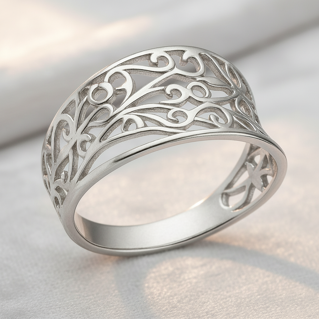 Bague en Argent 925 – Motifs Filigranes Élégants