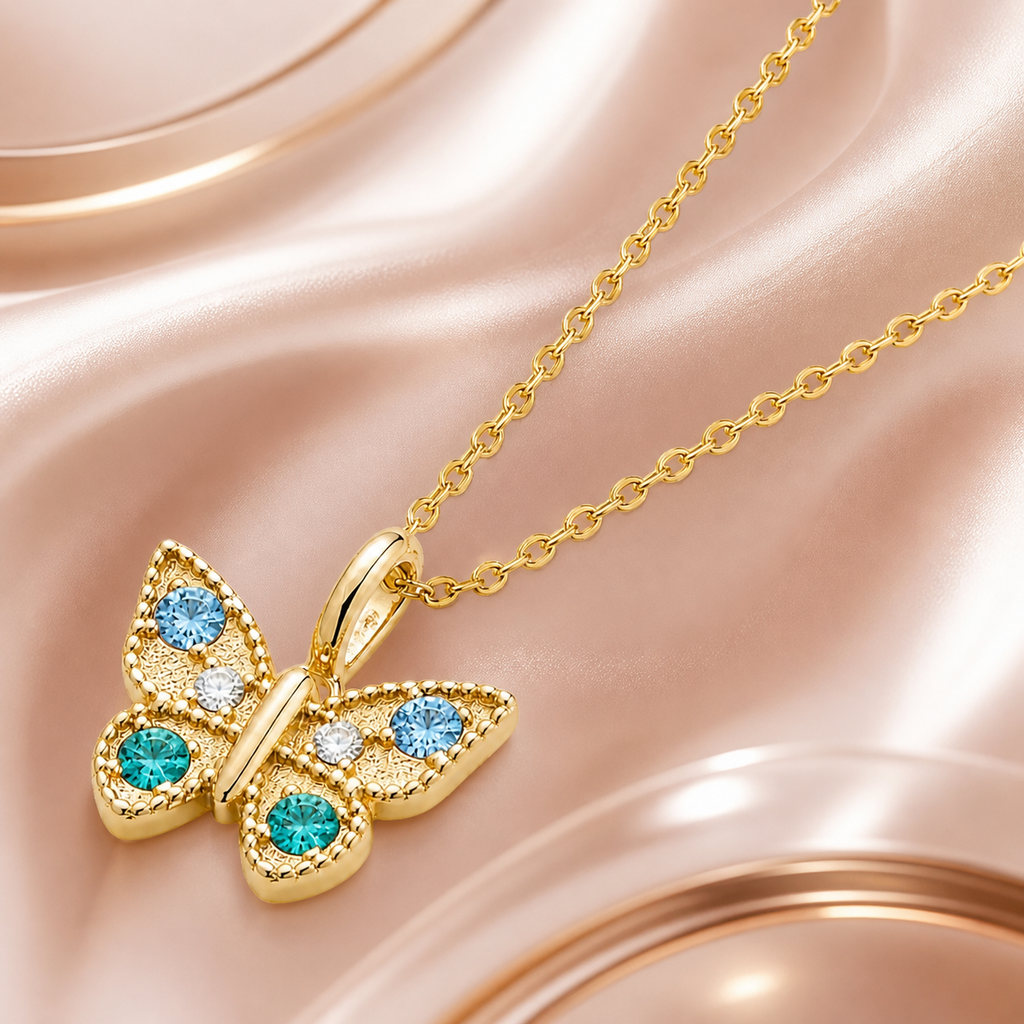 Collier Papillon – Plaqué Or 18K & Zirconium