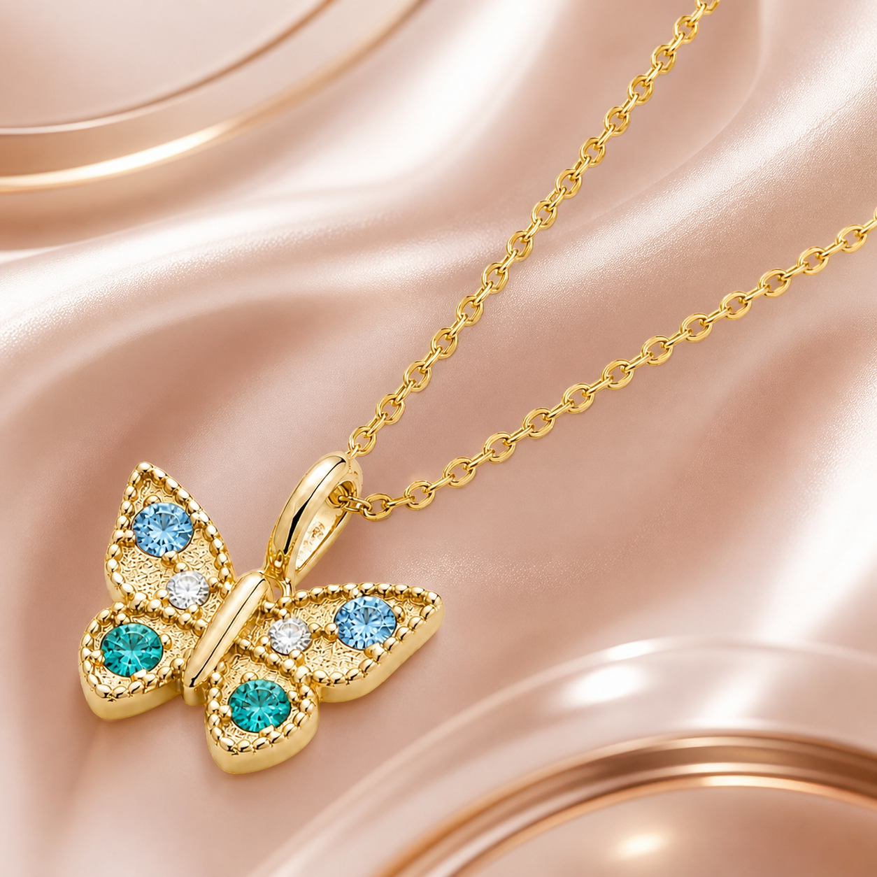 Collier Papillon – Plaqué Or 18K & Zirconium