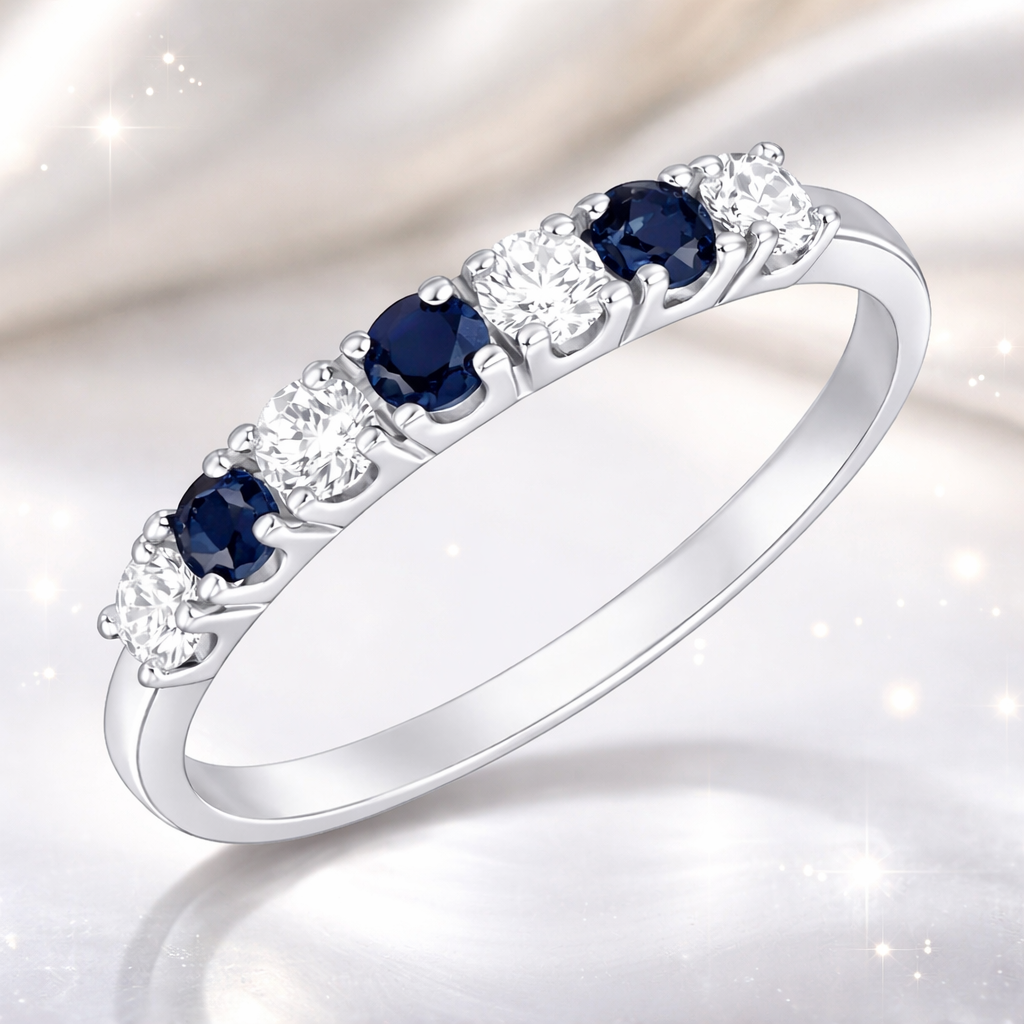 Bague Alternance Saphir & Zirconium – Argent 925 Rhodié