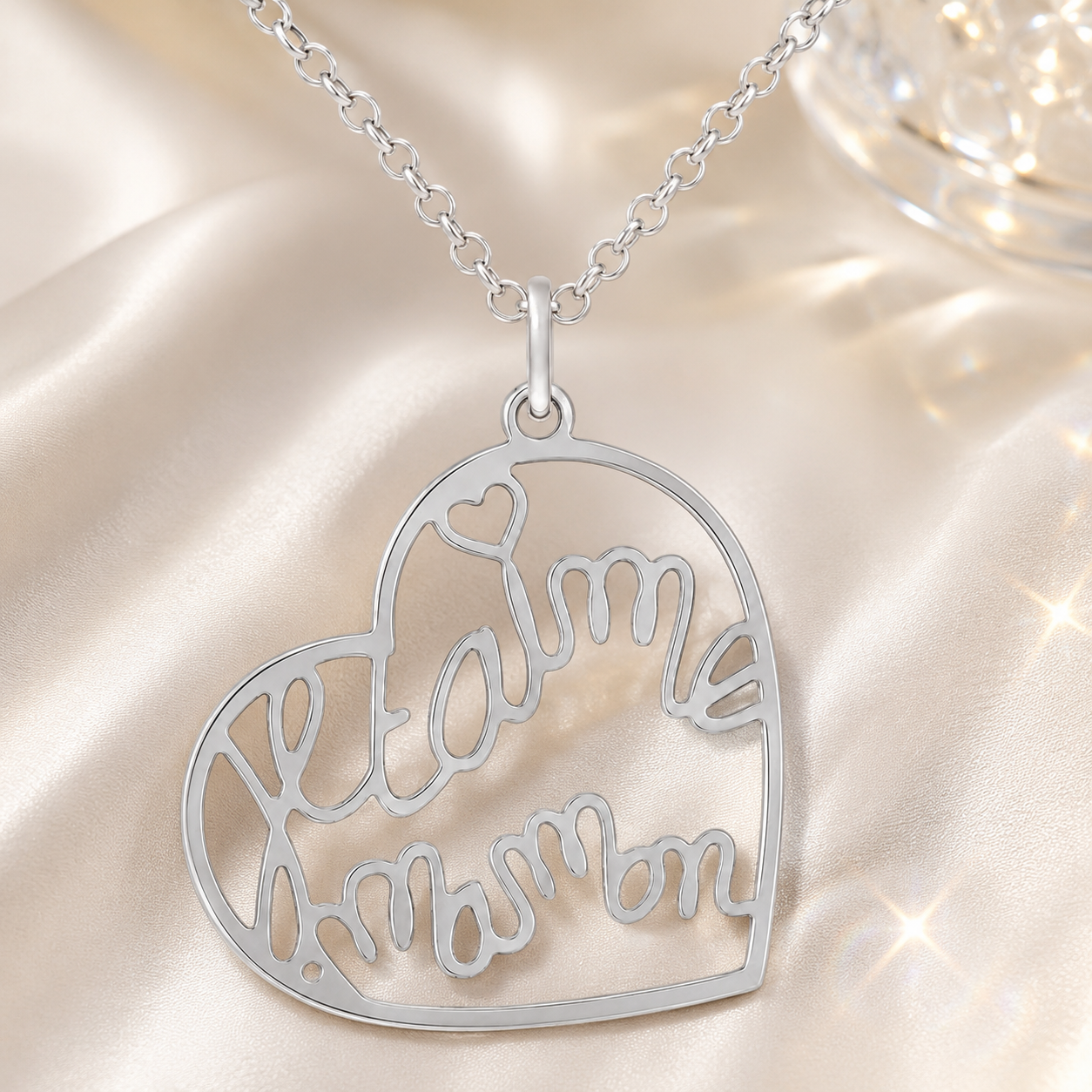 Collier Cœur "Je t'aime Maman" en Argent 925