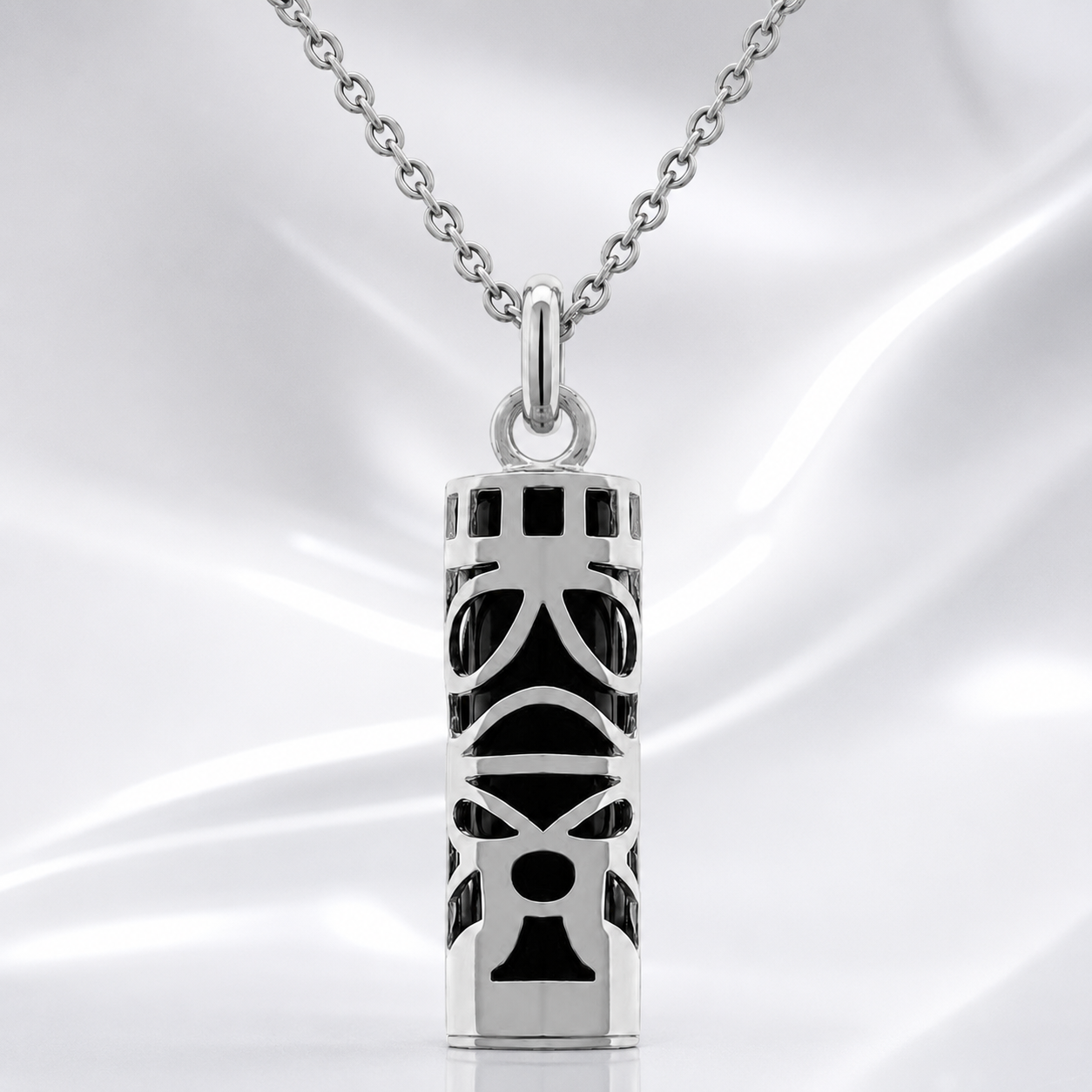 Collier Grand Tiki en Argent 925 & onyx noir – Mixte